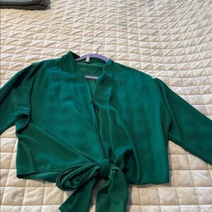 Glam Vibrant Green Blouse -wrap style